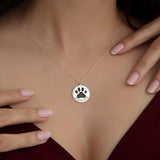 Custom Pet Name Engraved Paw Print Necklace