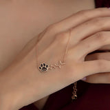 Pet Name Paw Print Heartbeat Necklace