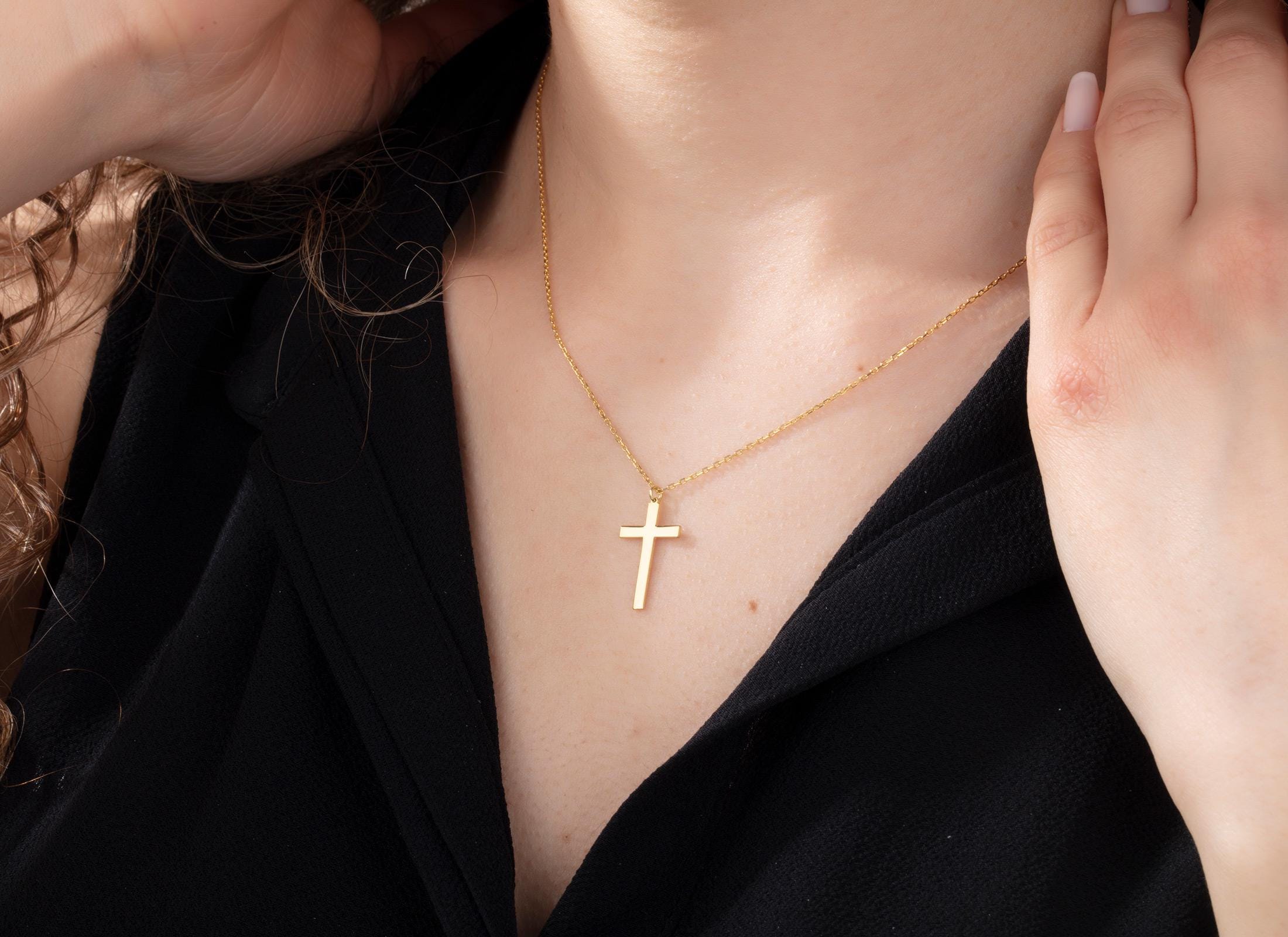 Silver Cross Necklaces For Women, 18K Gold Cross Necklaces, Religious Jewelry, Gifts For Her, Birthday Gifts For Mom, Gift For Mothers Day