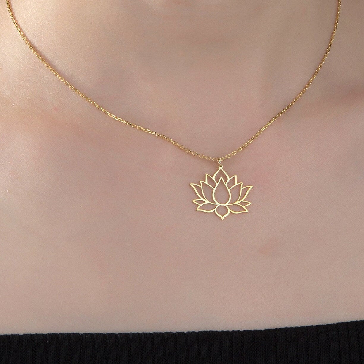 Silver Lotus Flower Necklace, Gift For Mothers, 18K Gold Lotus Pendants, Birthday Gift For Daughter, Gift For Sister, Gift For Mothers Day