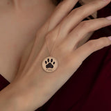 Custom Pet Name Engraved Paw Print Necklace
