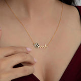Pet Name Paw Print Heartbeat Necklace