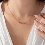 Baguette Birthstone Bar Necklace - Family Birthstone Necklace