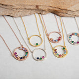 Personalized Birthstone Circle Necklace