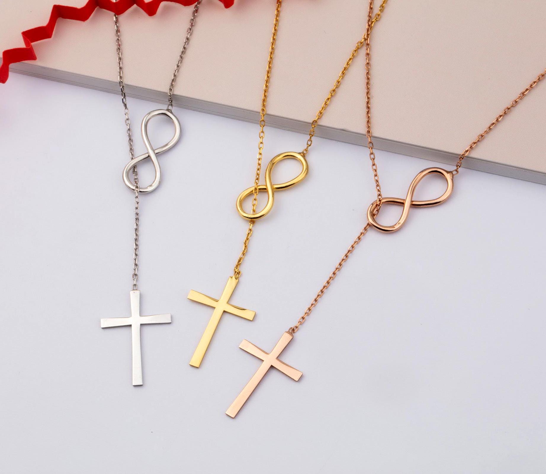 Silver Eternity Cross Necklaces, Birthday Gifts For Mothers, Gold Filled Infinity Cross Necklaces, Graduation Gifts, Gift For Mothers Day