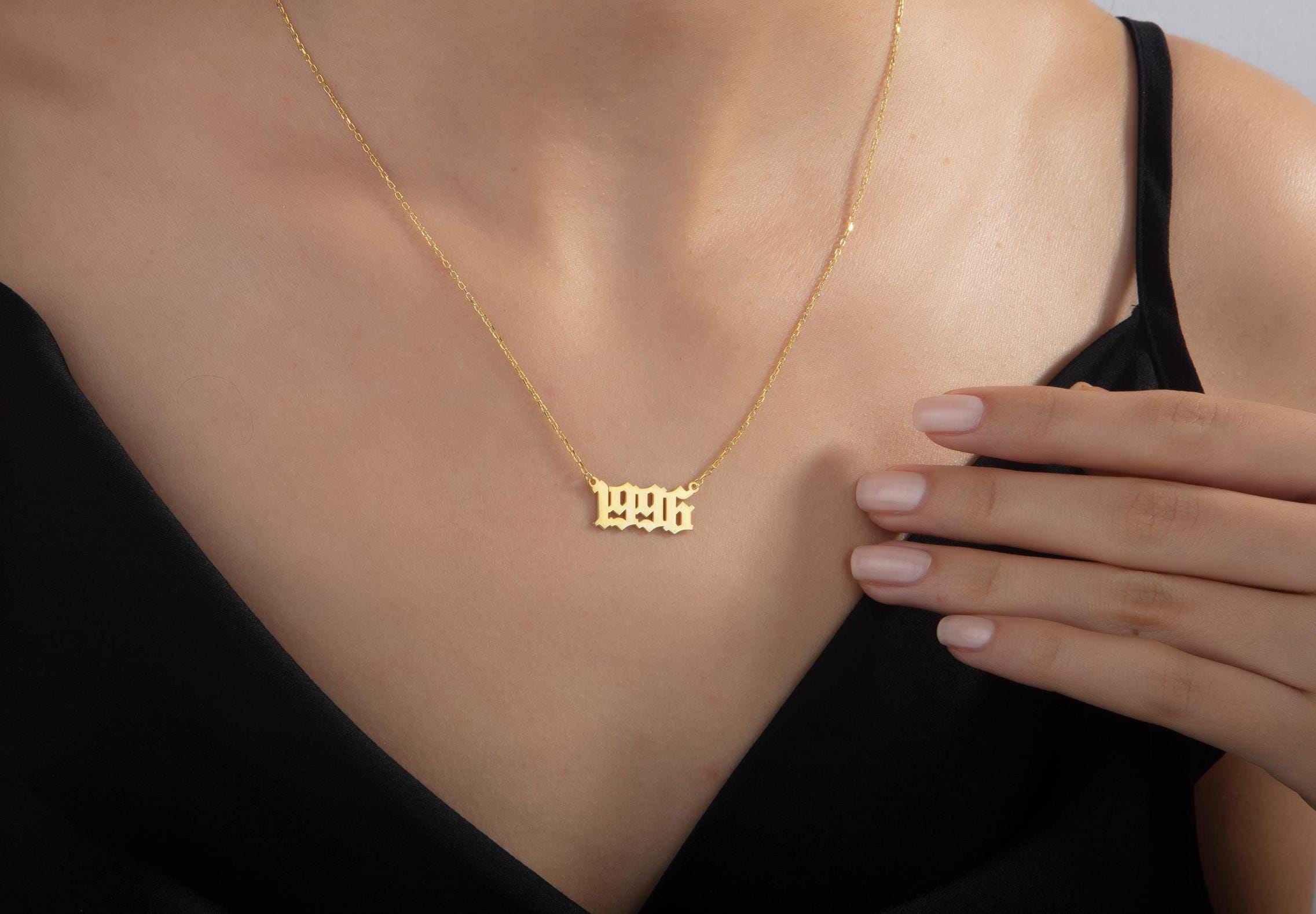 14K Gold Birth Date Necklace, Silver Angel Number Pendants, Birthday Gifts, Lucky Number Necklace, Custom Made Jewelry, Gift For Mothers Day