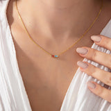 Baguette Birthstone Bar Necklace - Family Birthstone Necklace