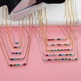 Baguette Birthstone Bar Necklace - Family Birthstone Necklace