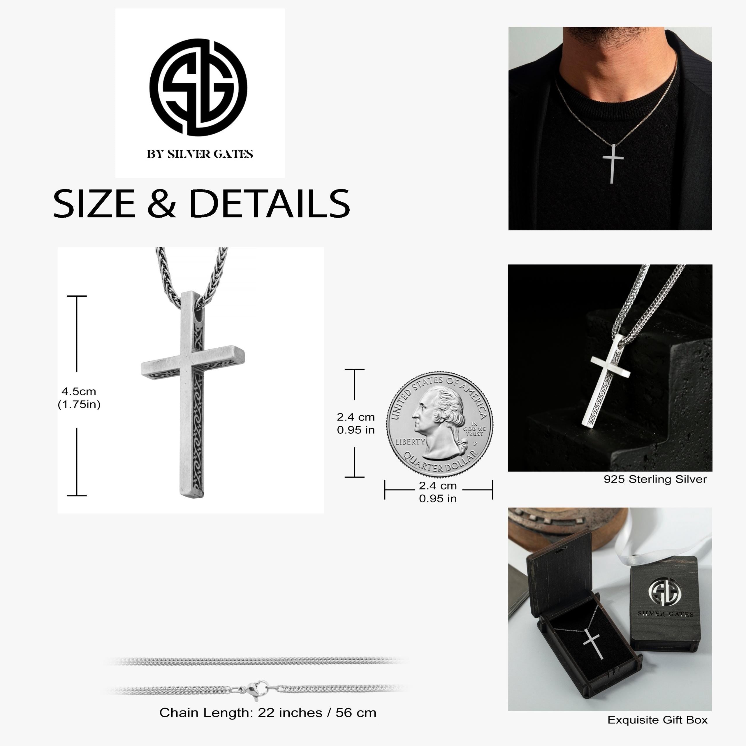 Sterling Silver Cross Necklace For Men, Crucifix Man Pendants, Birthday Gift For Boyfriend, Religious Jewelry, Unique Gifts For Father's Day