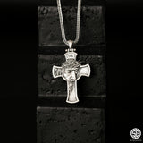 Men’s 925 Sterling Silver INRI Crucifix Necklace | Jesus Face Cross Pendant