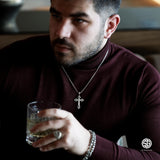 Men’s Sterling Silver Gothic Cross Necklace - Religious Jewelry