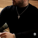 Sterling Silver Nail & Wood Cross Necklace for Men | 925 Faith Pendant