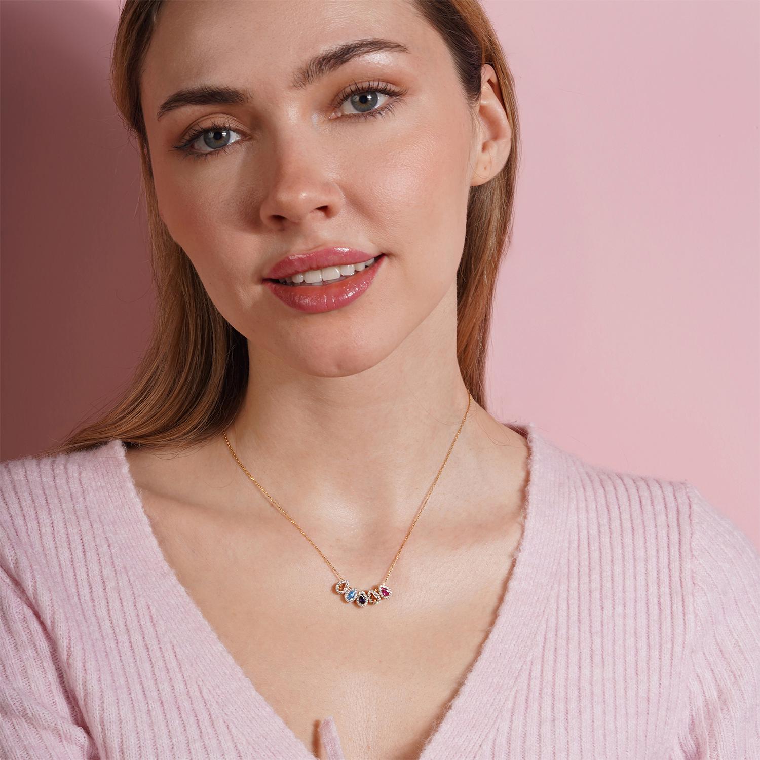 Pear Shaped Birthstone Necklaces, Family Birthstone Necklace For Mothers, Drop Birthstone Pendants, Personalized Gifts, Gift For Mothers Day