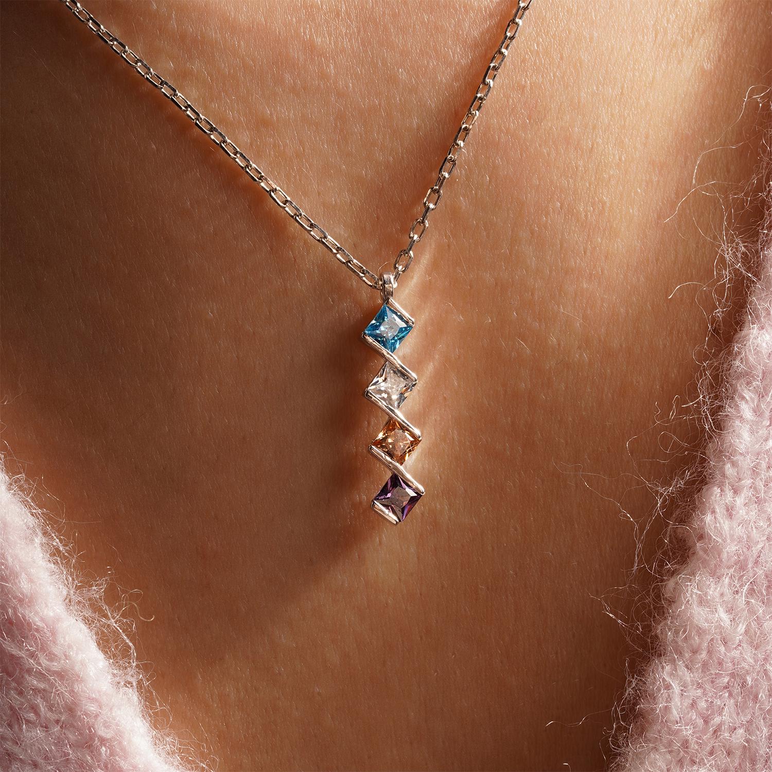 Princess Shaped Birthstone Necklace, Personalized Birthstone Necklace For Mom, Family Birthstone Necklace For Grandmas, Gift For Mothers Day