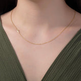 Sideways Initial Necklace with Birthstone – Personalized Letter Pendant