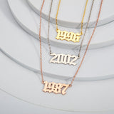 Custom Old English Number Necklace