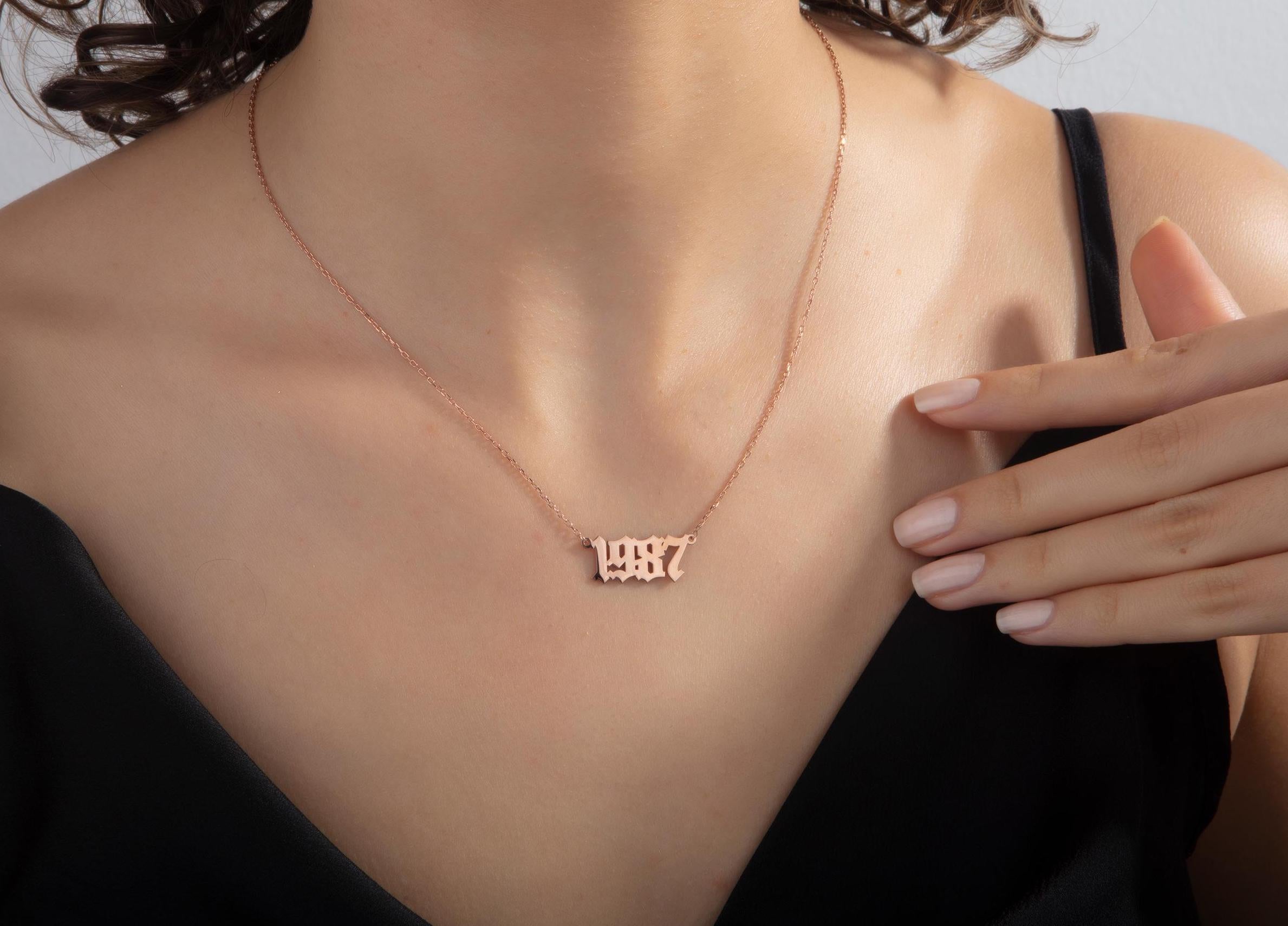 14K Gold Birth Date Necklace, Silver Angel Number Pendants, Birthday Gifts, Lucky Number Necklace, Custom Made Jewelry, Gift For Mothers Day