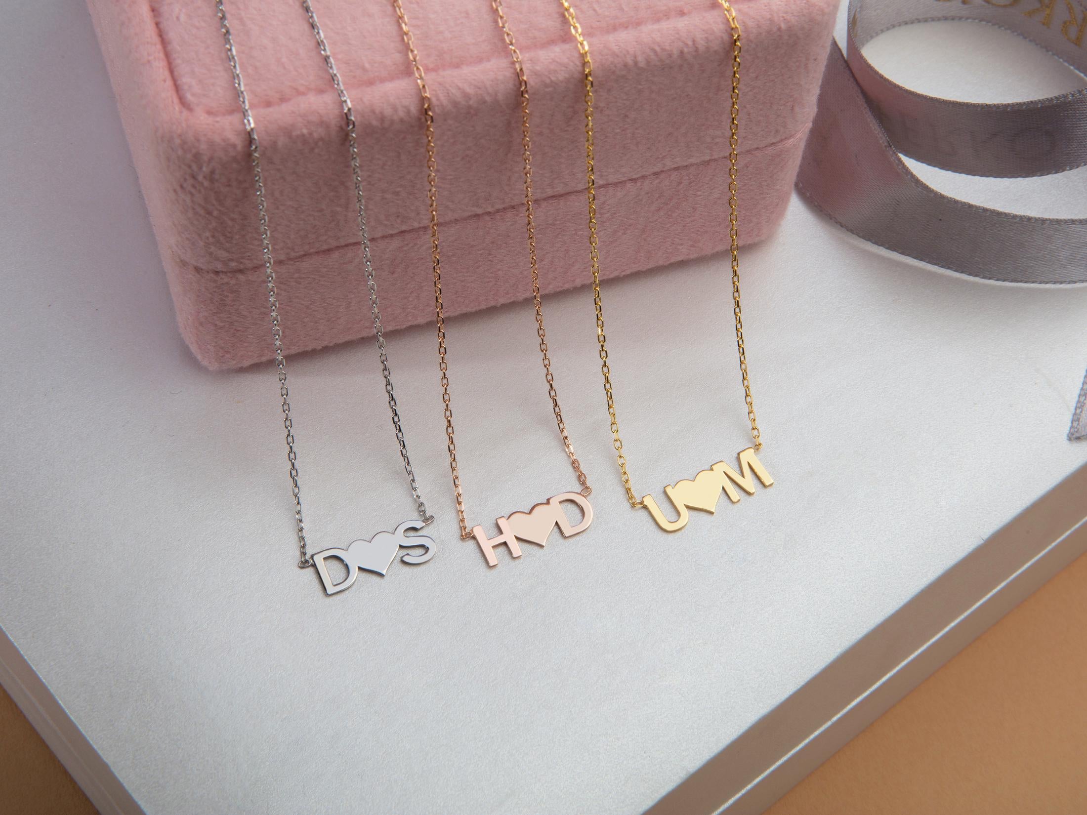 Silver Letter Necklace, Gold Couples Initial Necklace, Family Initial Necklace For Mom, Custom Name Necklace For Women, Gift For Mothers Day