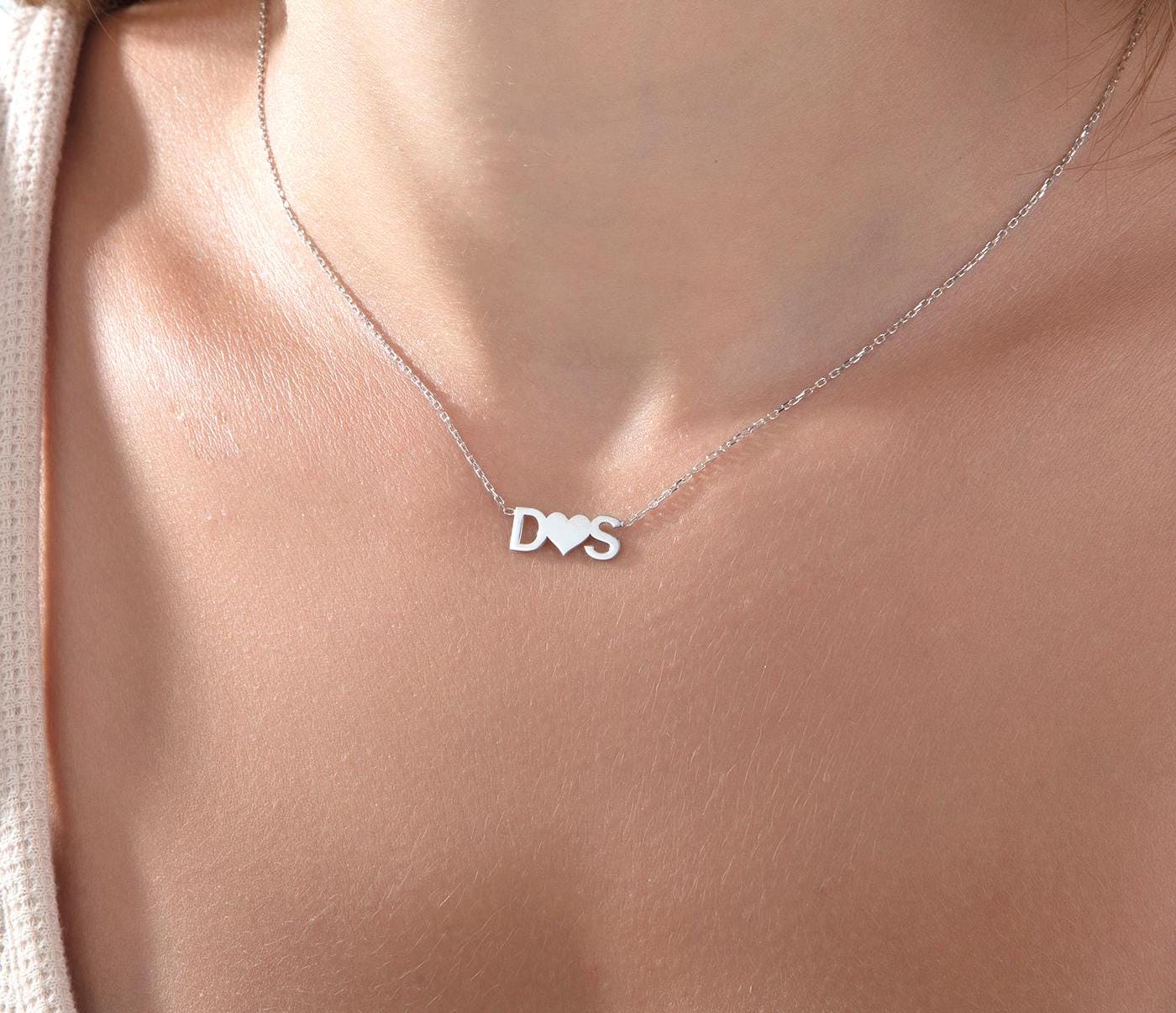 Silver Letter Necklace, Gold Couples Initial Necklace, Family Initial Necklace For Mom, Custom Name Necklace For Women, Gift For Mothers Day