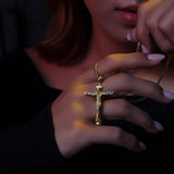 Solid Gold Crucifix Pendant With Gourmet Chain, 14K Gold Jesus Cross Man Necklace, Religious Unisex Necklaces, Unique Gift For Father's Day