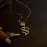10K Gold Cobra Snake Pendant With Curb Cuban Chain, 14K Solid Gold Snake Necklaces, 18K Unisex Animal Jewelry, Unique Gift For Father's Day