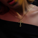 14K Gold Cross Cuban Chain Necklace, Cross Necklace For Men, Religious Jewelry, Solid Gold Crucifix Necklaces, Unique Gift For Father's Day