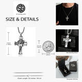 Men’s 925 Sterling Silver INRI Crucifix Necklace | Jesus Face Cross Pendant