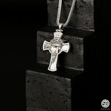 Men’s 925 Sterling Silver INRI Crucifix Necklace | Jesus Face Cross Pendant