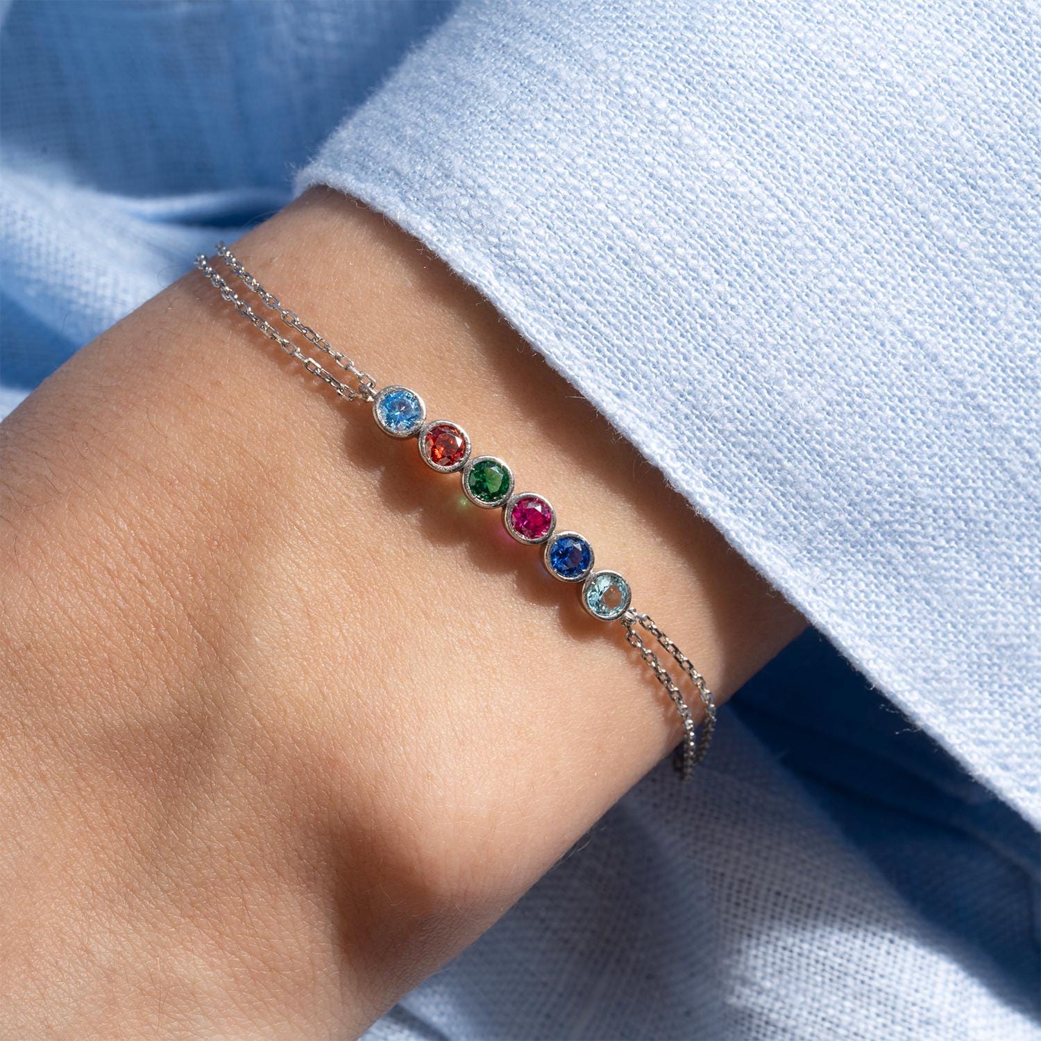 Silver Custom Birthstone Bracelet, Personalized Gift Jewelry, 14K Gold Birthstone Bracelets, Birthday Gift For Mothers, Gift For Mothers Day