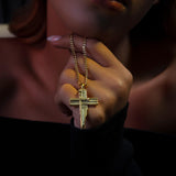 18K Solid Gold Cross Necklaces For Men, 14K Gold Jesus Crucifix Cuban Chain Necklace, Unisex Religious Jewelry, Unique Gift For Father's Day
