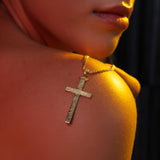 10K Solid Gold Cross Necklace For Men, 14K Gold Crucifix Cuban Chain Necklace, Gift For Men, Religious Jewelry, Unique Gift For Father's Day