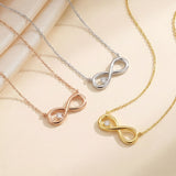 Infinity Necklace with Diamond in silver, gold and rose gold