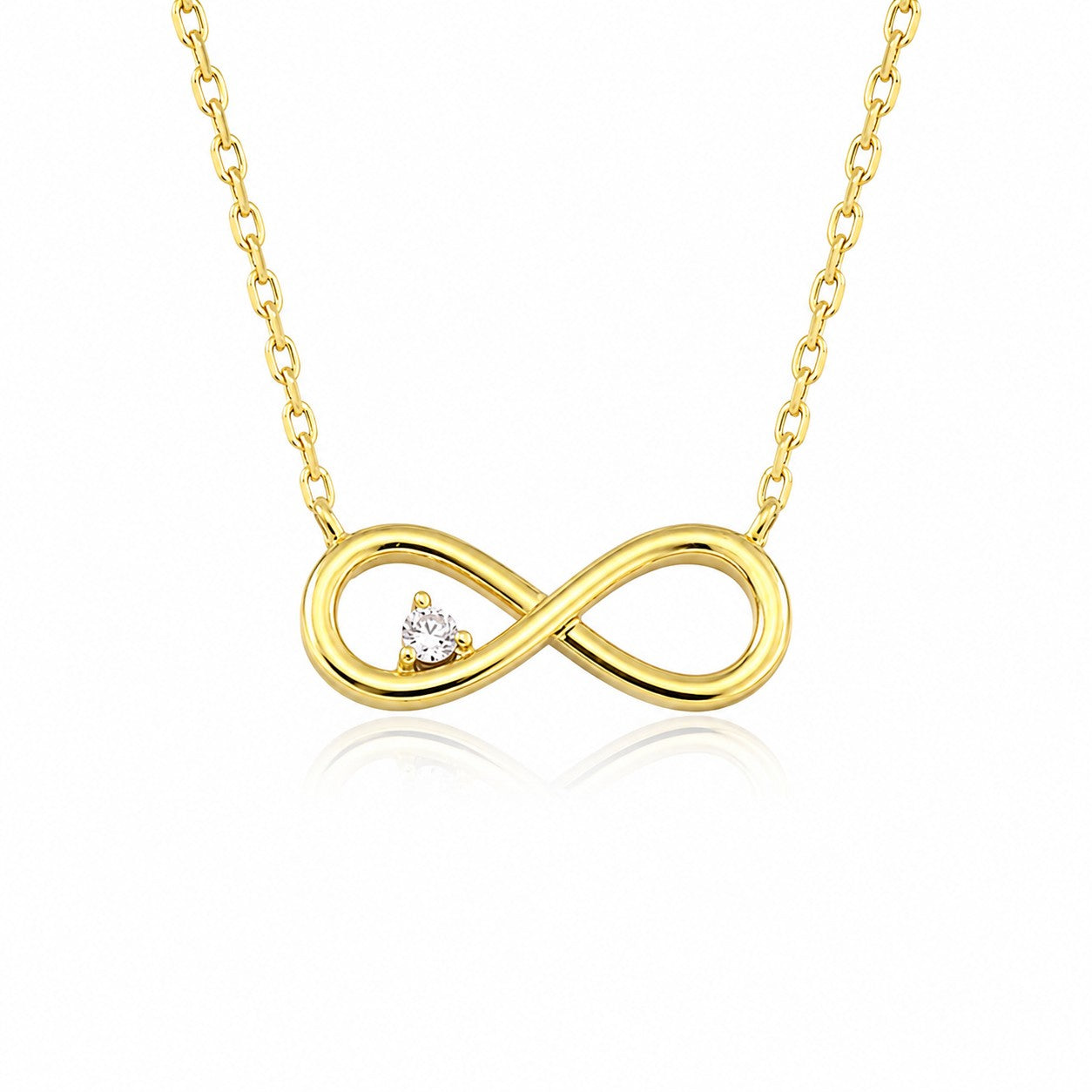 Infinity Necklace with Diamond in gold