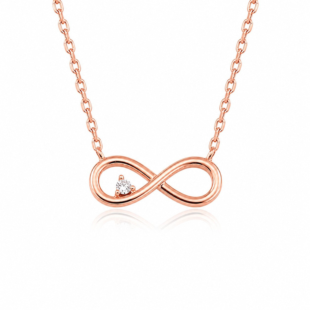 Infinity Necklace with Diamond in rose gold