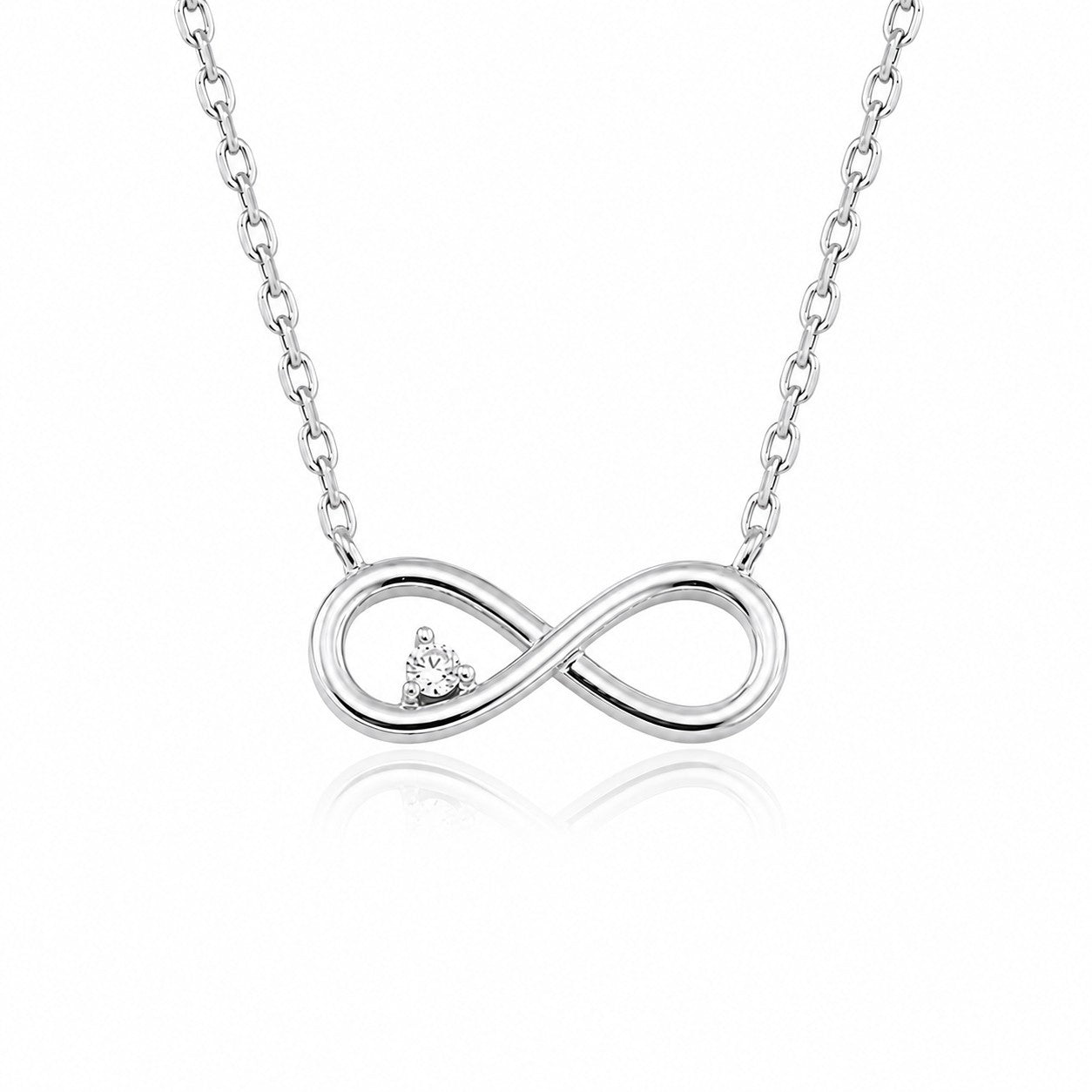 Infinity Necklace with Diamond in silver
