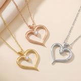 Open Heart Necklace with Diamond in silver, gold and rose gold