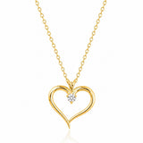 Open Heart Necklace with Diamond in gold