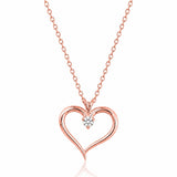 Open Heart Necklace with Diamond in rose gold