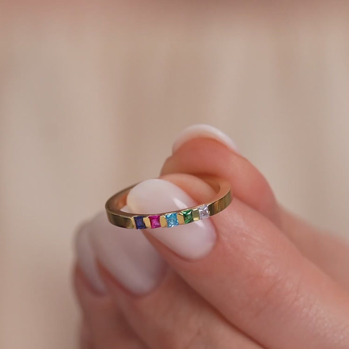 Stackable Princess Cut Birthstone Ring